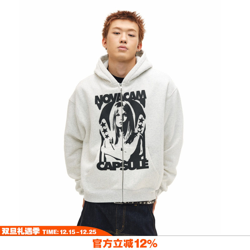 NOVACAM美式复古字母印花卫衣