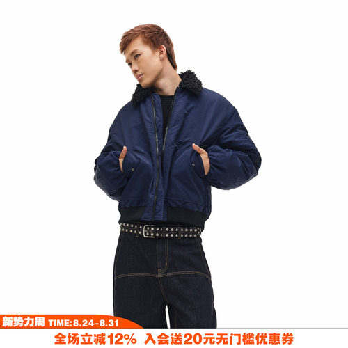 NOVACAM 秋冬美式vibe毛领飞行夹克ma1棉服bomber保暖廓形外套