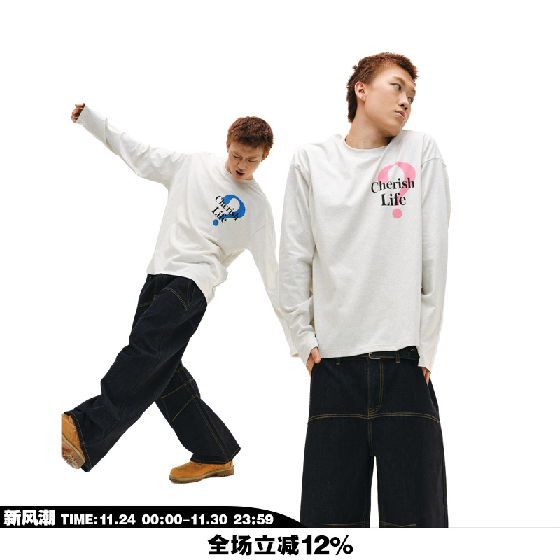 NOVACAM美式复古趣味印花长T