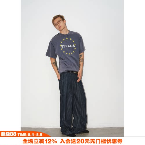 NOVACAM星星印花水洗宽松T恤