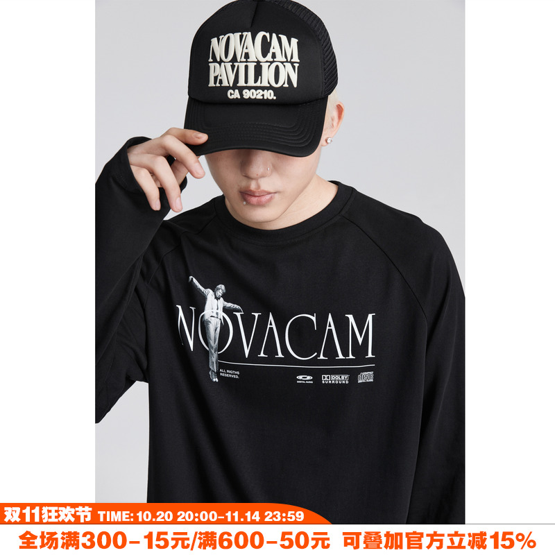NOVACAM宽松国潮美式秋季长袖T恤