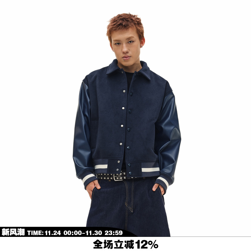 NOVACAM复古休闲美式学院基础短款cleanfit版型vibe棒球夹克外套