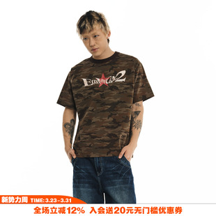T恤 vintage字母恶搞趣味cleanfit宽松短袖 NOVACAM 复古迷彩美式