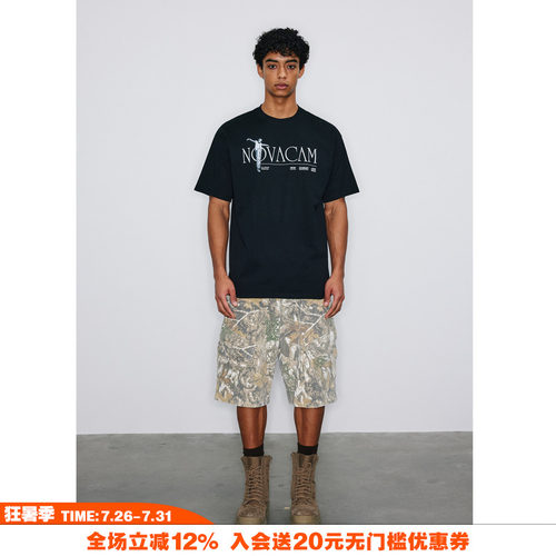 NOVACAM 高街cleanfit字母印花LOGO美式国潮宽松基础短袖T恤
