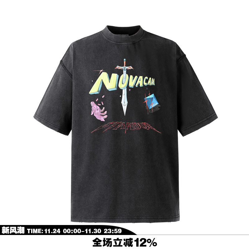 NOVACAM美式复古大宝剑短袖T恤