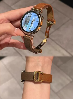 真皮荔枝纹适用华为GT6pro表带新款gt5/4女款watch3/4/5手表腕带