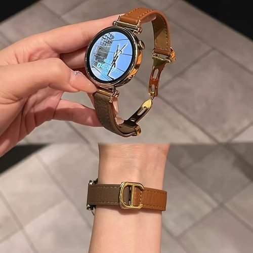 真皮荔枝纹适用华为GT6pro表带新款gt5/4女款watch3/4/5手表腕带