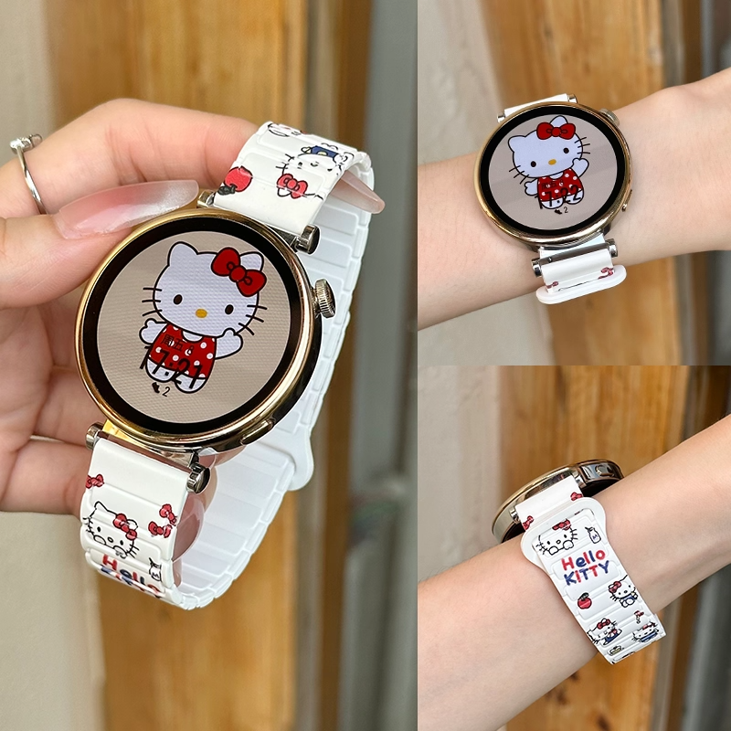 适用华为GT5pro手表表带kt猫印花硅胶磁吸gt6新款watch4/5运动女