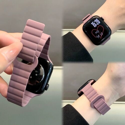 适用applewatchS11表带小蛮腰硅胶磁吸987苹果手表iwatch10腕带女