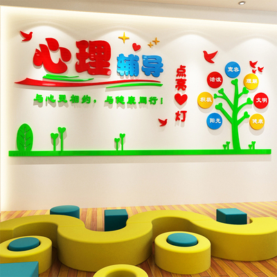 亚克力心理健康咨询室立体墙贴