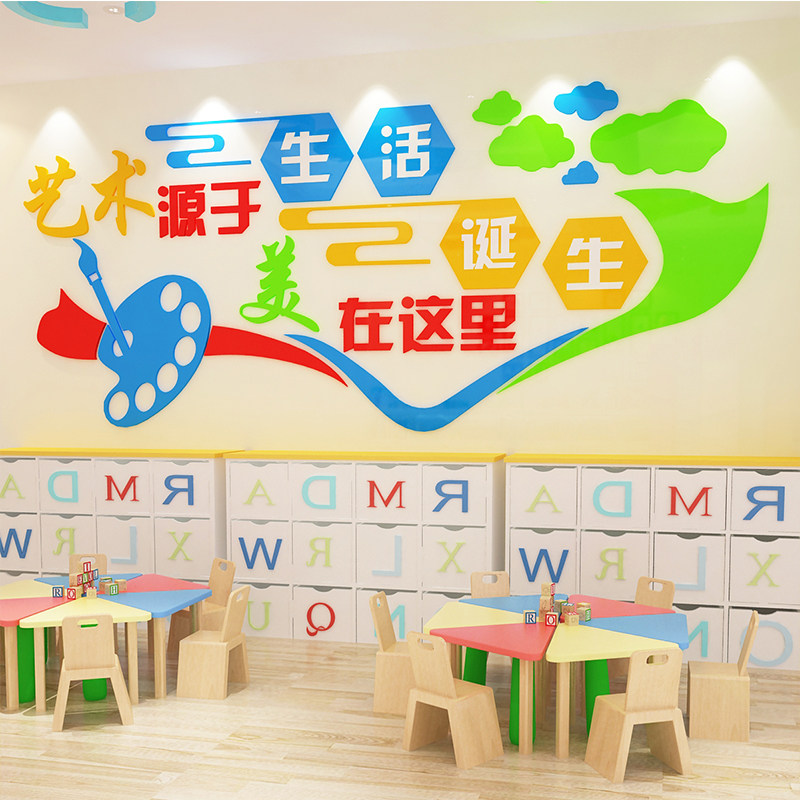 亚克力墙体美术培训中心贴画