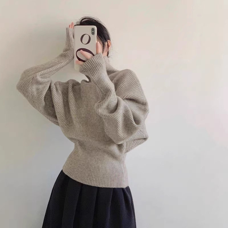 FindsmGaga高领收腰毛衣春款加厚套头慵懒通勤时髦针织上衣女
