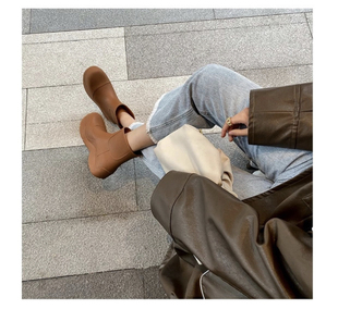 阿希哥mona同款牛油果雨鞋厚底马丁短靴切尔西靴短筒防水雨靴四季