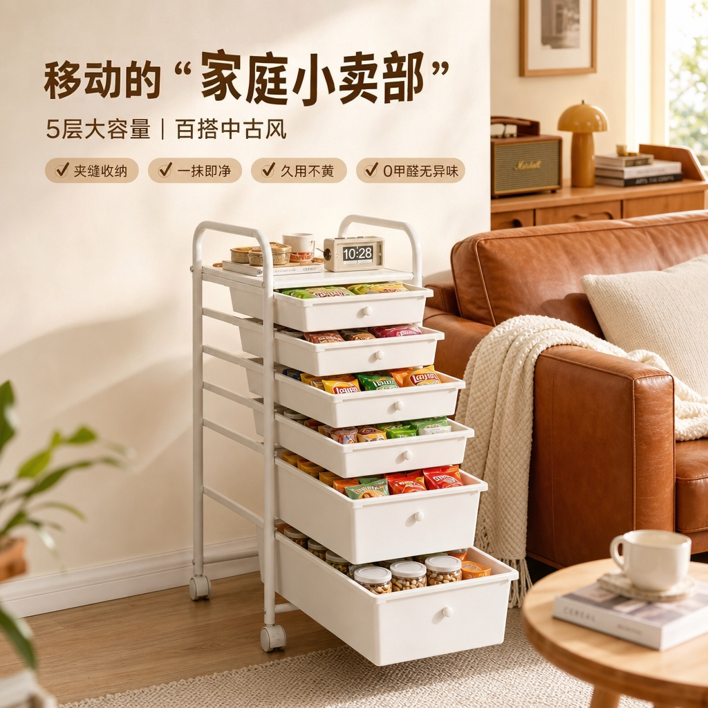 懒角落可移动多层厨房置物收纳架