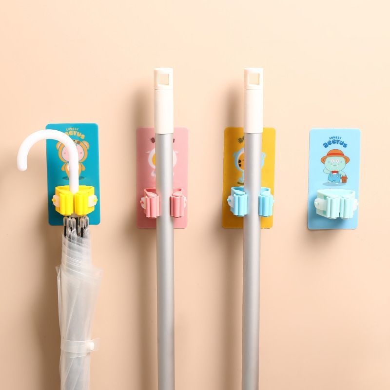 卡通强力拖把挂钩卫生间浴室粘钩挂架卡座夹子实用收纳工具