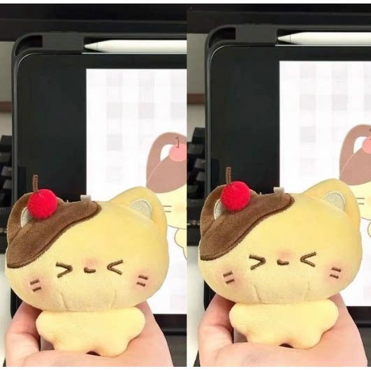 焦糖布丁小猫挂件毛茸茸可爱治愈少女心玩偶包挂饰礼物图片