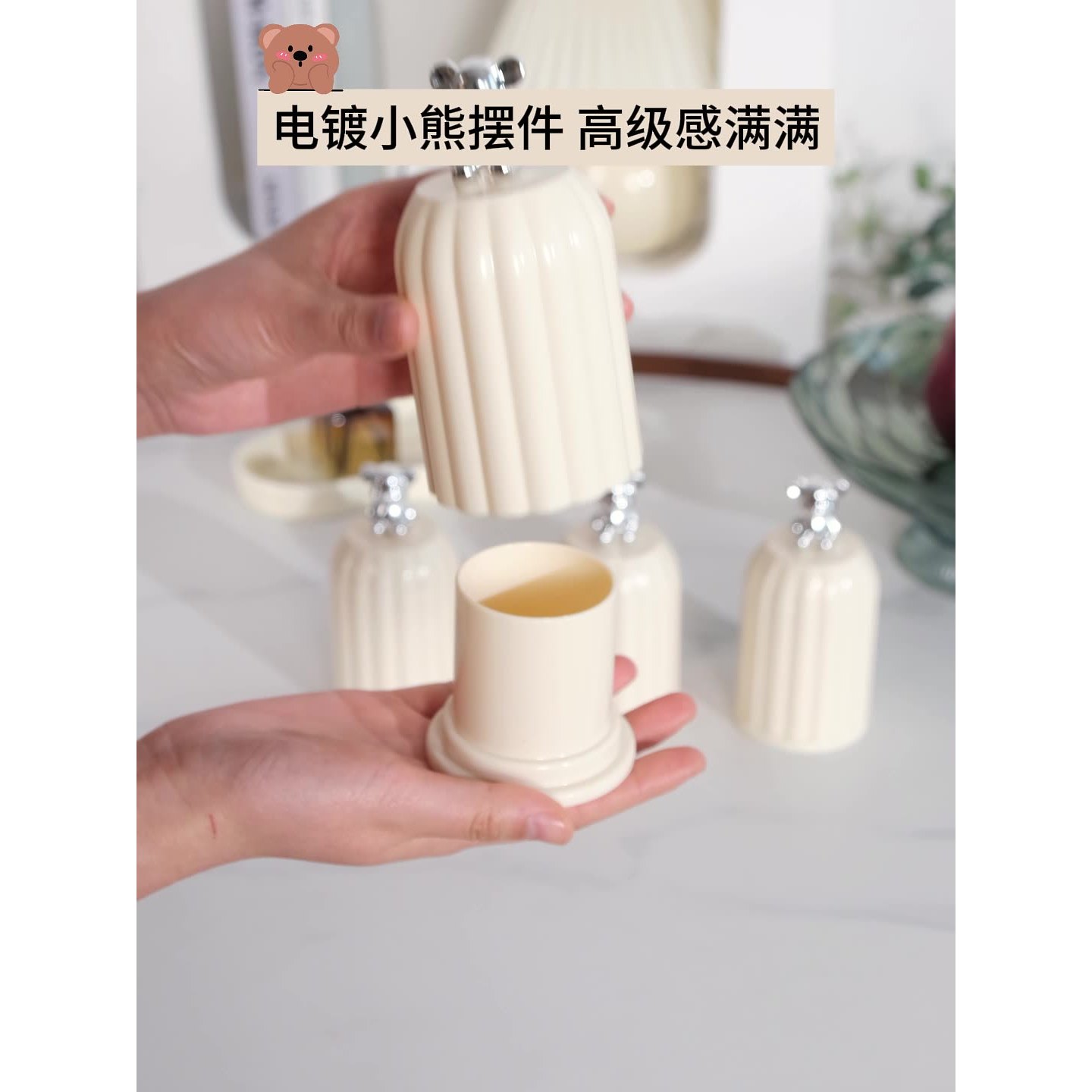 家居好物高颜值轻奢牙签棉签收纳筒防尘防潮大容量多功能设计