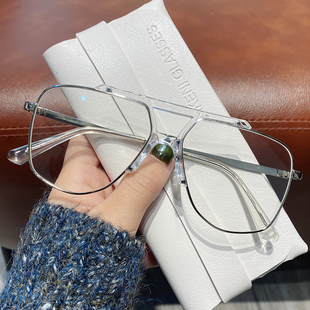 防辐射抗蓝光疲劳透明眼镜男潮近视无度数平光镜痞帅眼睛潮牌男士