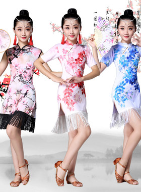 旗袍中国风舞蹈比赛表演服公主裙