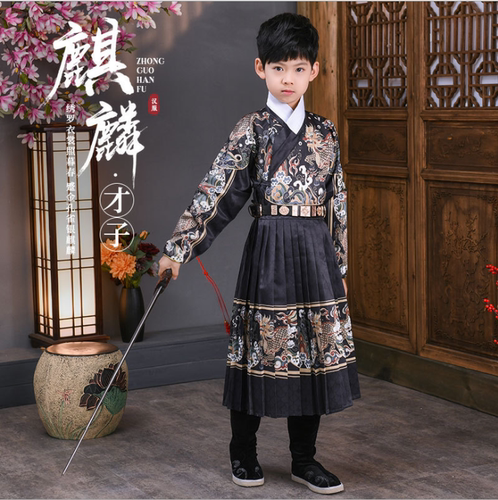 出租男童汉服儿童古装超仙新款小男孩中国风锦衣卫飞鱼服套装春秋