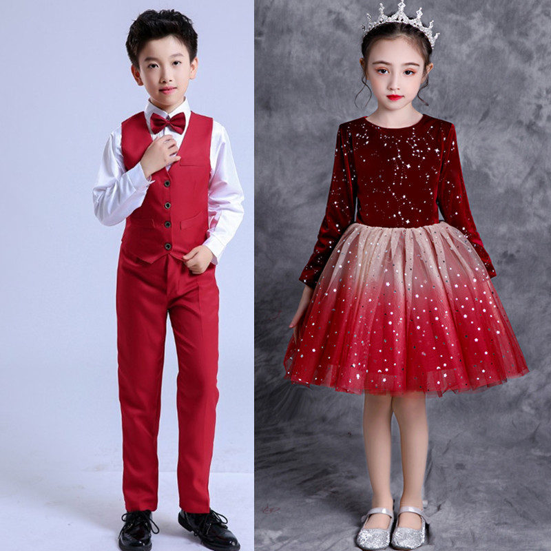 儿童合唱服演出服大合唱团男女童礼服秋冬小学生朗诵比赛表演服装