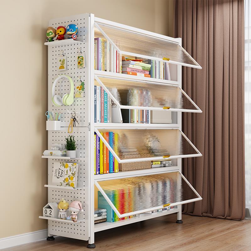 家用钢制书柜带门儿童书架客厅收纳