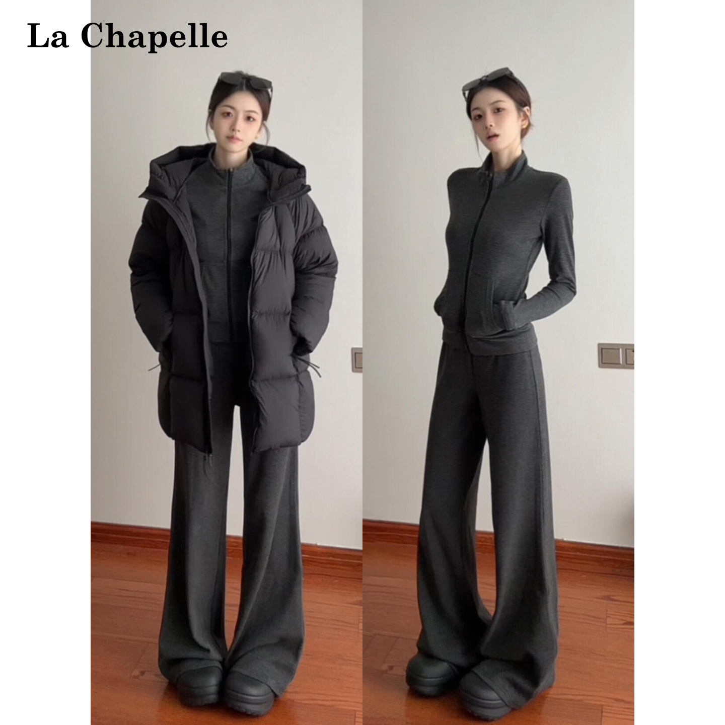 拉夏贝尔老钱风卫衣套装女