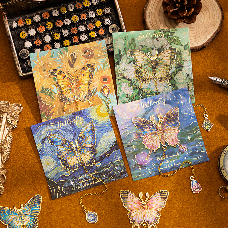 Butterfly metal bookmark, retro and high-value, Instagram-style exquisite oil painting bookmark, perfect as a Teacher's Day gift, classic Chinese style, wholesale for the whole class, small gifts, cultural and creative souvenirs, reading book clipper.