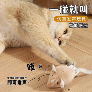 猫玩具自嗨解闷神器电动仿真小老鼠发声小猫咪幼猫用品afp逗猫棒