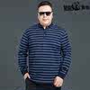 high-grade Best Sellers spring and autumn Outsize T-shirt Fat The fat stripe Easy Base coat men's wear Add fertilizer enlarge Lapel