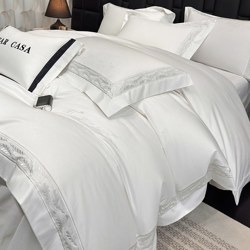 母婴级A类长绒棉裸睡四件套全棉刺绣被套纯棉床单高级感床上用品4,床上用品,酒店床品套件,淘宝优惠券,粉丝福利购,淘宝优惠卷