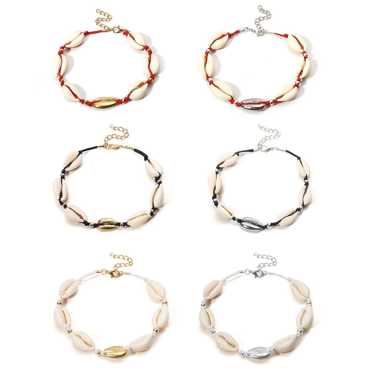 ative Geometric Set Anklet, Handmade Clavicle Shell Neckla