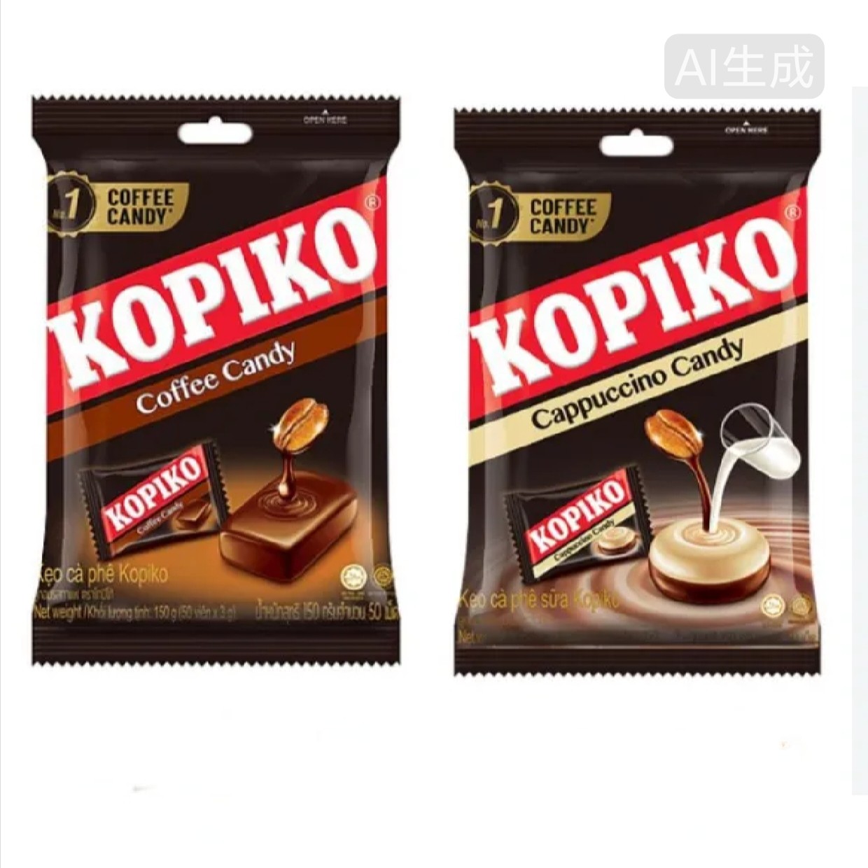 越南代购kopiko可比可卡布奇诺咖啡糖140克/袋零食硬糖果正品