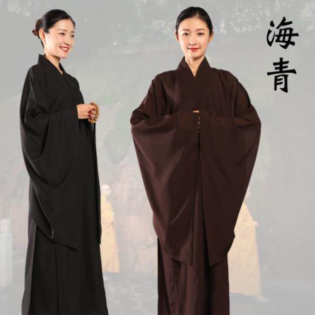 新款高档海青居士服女款佛教法会和尚僧服僧衣海清衣服佛衣袈裟咖