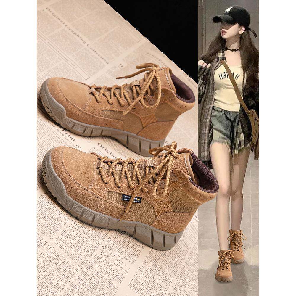 真皮马丁靴女2025新款靴子短靴女款超火秋季棕色厚底沙漠靴登山靴