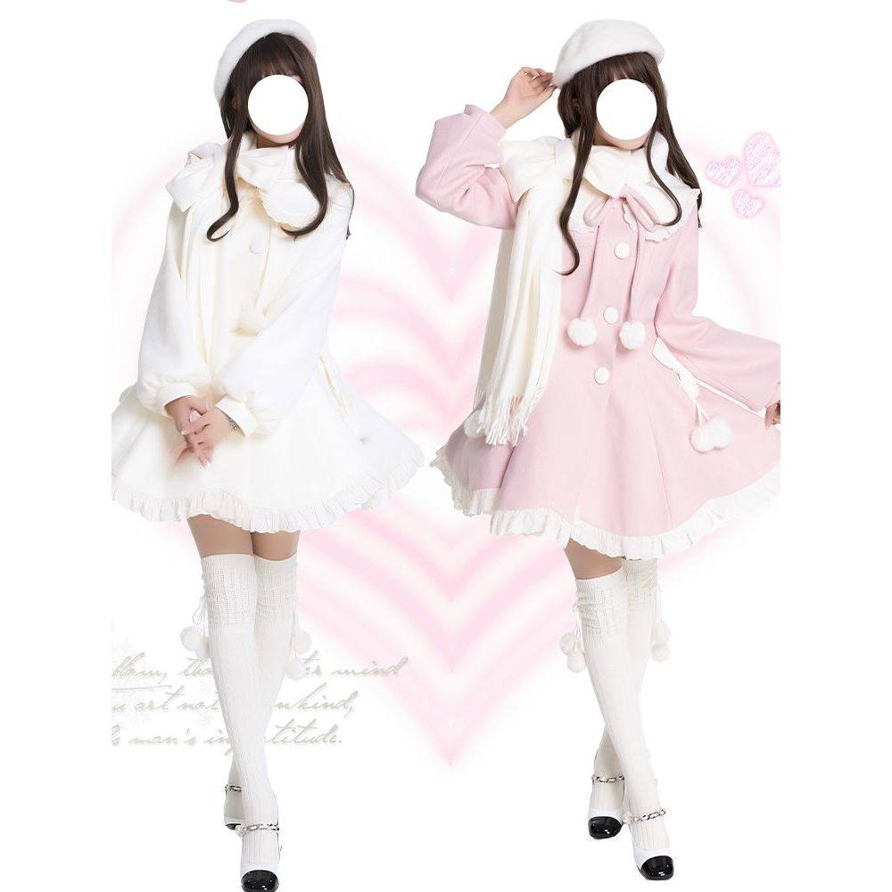 冬日恋歌秋冬千金感甜美少女小个子韩系围巾毛呢外套套装2025新款,女装/女士精品,时尚套装,淘宝优惠券,粉丝福利购,淘宝优惠卷