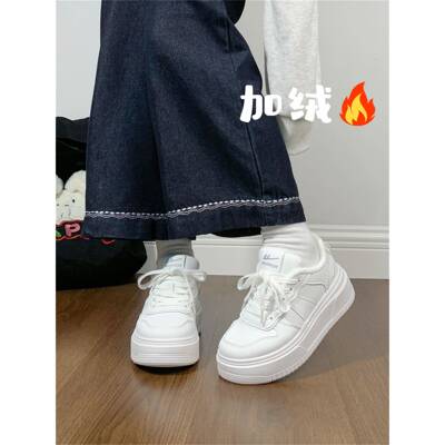 回力冬季保暖加绒小白鞋子女厚底增高百搭板鞋2025新款加厚二棉鞋