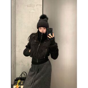 白女松弛线 韩版保暖羊羔毛外套冬季新款设计感气质小众呢子大衣