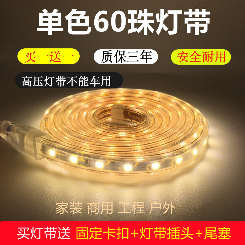 led灯带220v单排户外防水60