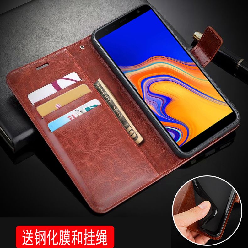 适用 三星galaxy J4 手机壳皮夹SM-J415F/DS保护套6.0寸j4plus外壳翻盖J4prime全包J415GN/DS男士j4puls插卡