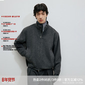 WHIMNOTION 25AW「700g重磅羊毛」立领拼皮双拉链夹克毛呢外套