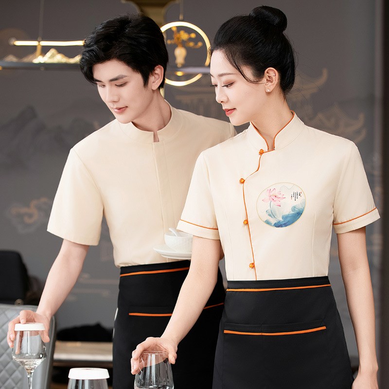 前厅前台接待收银酒店服务员工作服短袖餐饮餐厅饭店女夏装咖啡夏