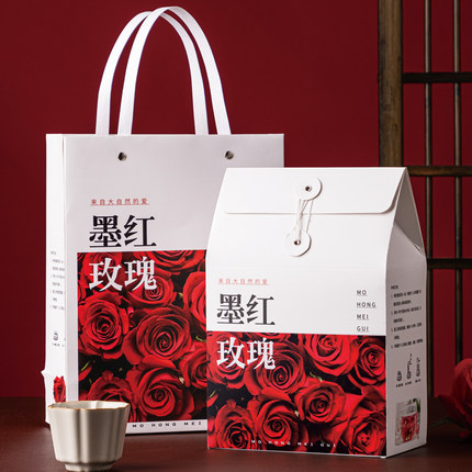 墨红玫瑰包装盒手提袋云南玫瑰干花茶礼盒空盒定制创意包装纸袋子