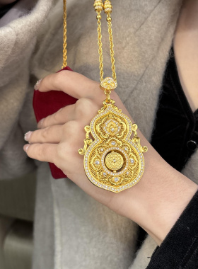 金包银人生四美葫芦可定制福禄寿喜礼物古法传承吊坠镂空花丝挂坠