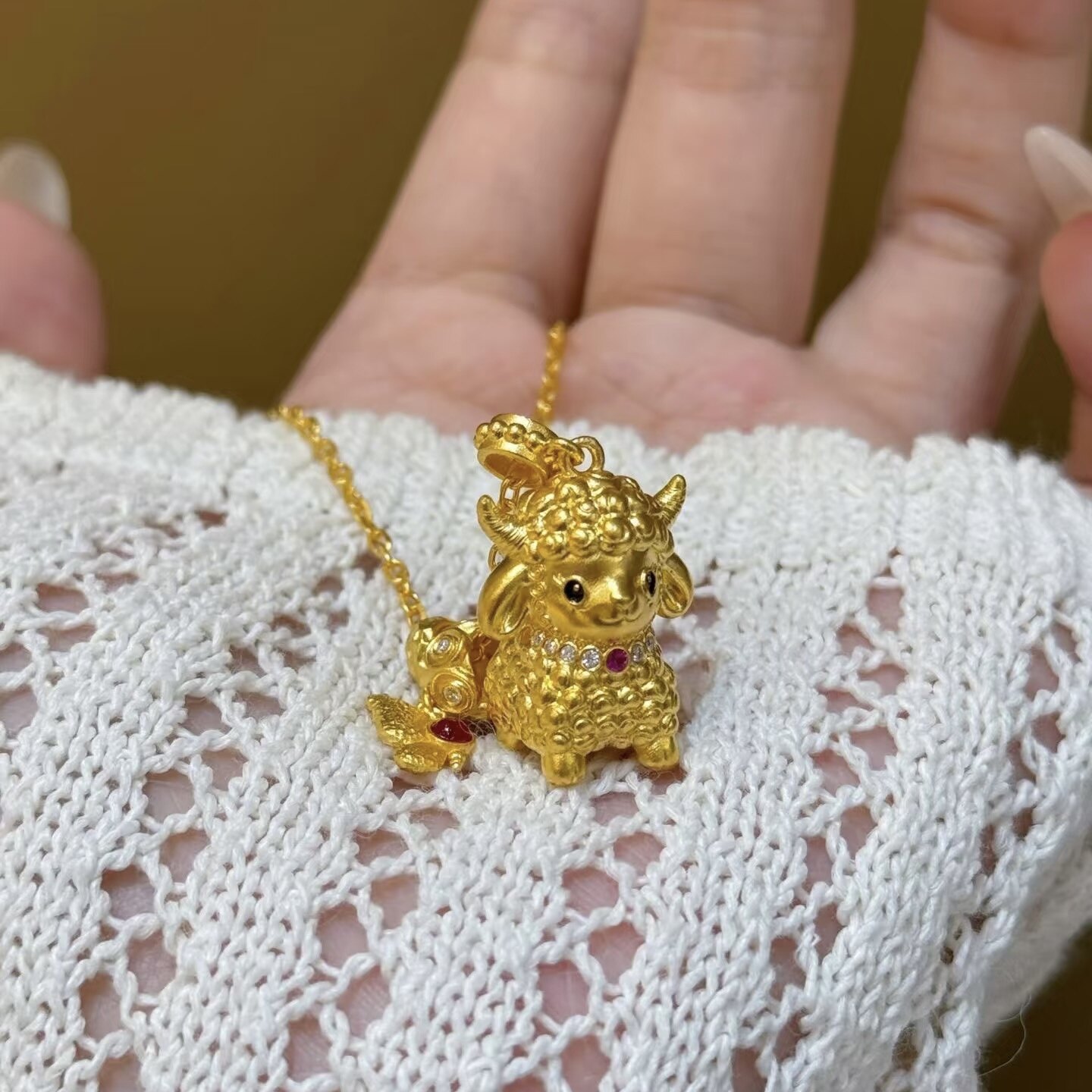 金包银小绵羊项链吊坠生肖羊挂坠招财纳福套链送生日礼物定制礼物