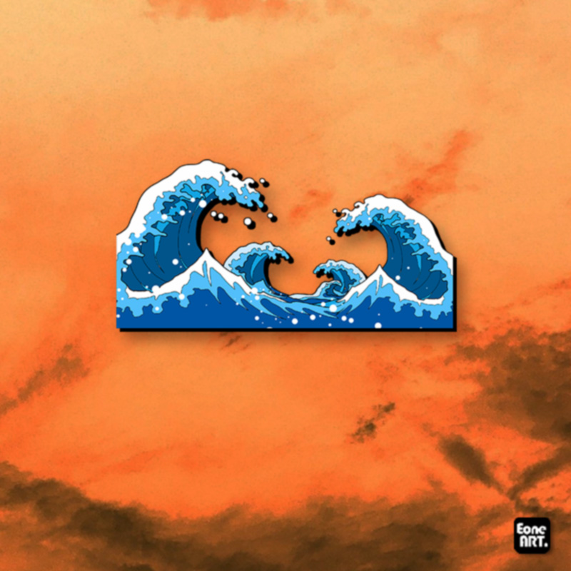 波涛汹涌海浪排山倒海车反光贴纸