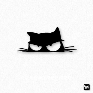 EONE镂空车贴可爱小猫趴窗坏坏表情室车身玻璃电车电脑拉杆箱贴纸