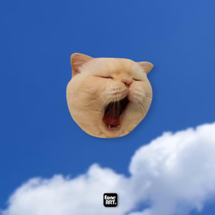 EONE反光车贴肥肥猫咪打哈欠头像车身玻璃电动车笔电头盔通用贴纸