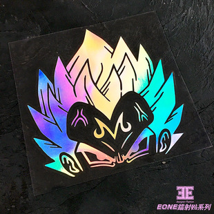 EONE镂空车贴七龙珠贝吉塔VEGETA赛亚人镭射风挡玻璃摩托防水贴纸