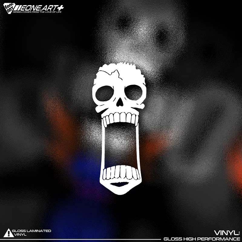 eone镂空车贴 海贼王brook鼻歌布鲁克灵魂之王漆面玻璃电动车贴纸